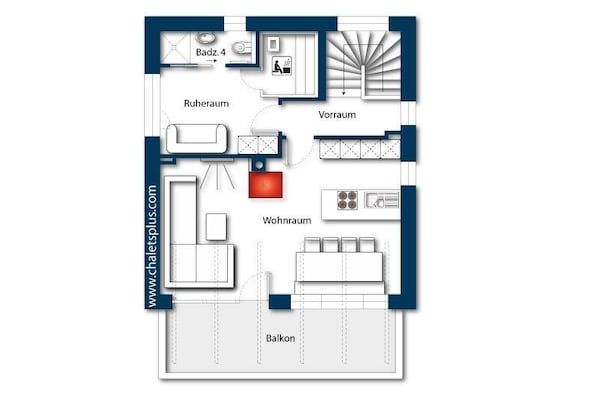 Foto van Alpenchalet met sauna en balkon - Vakantiehuis in Neukirchen - FloorPlan