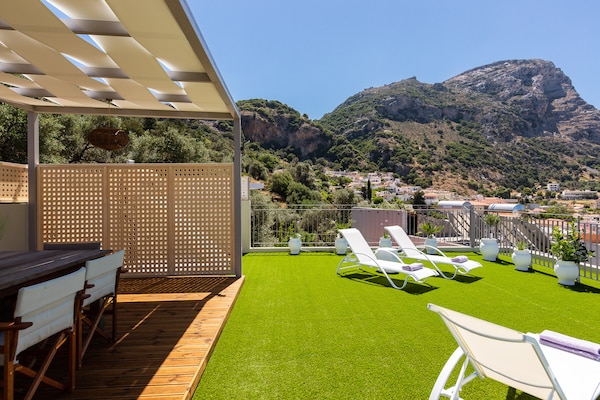 Foto van Huis in Spili met Uitzicht op Bergen - Vakantiehuis in Spili - terrace